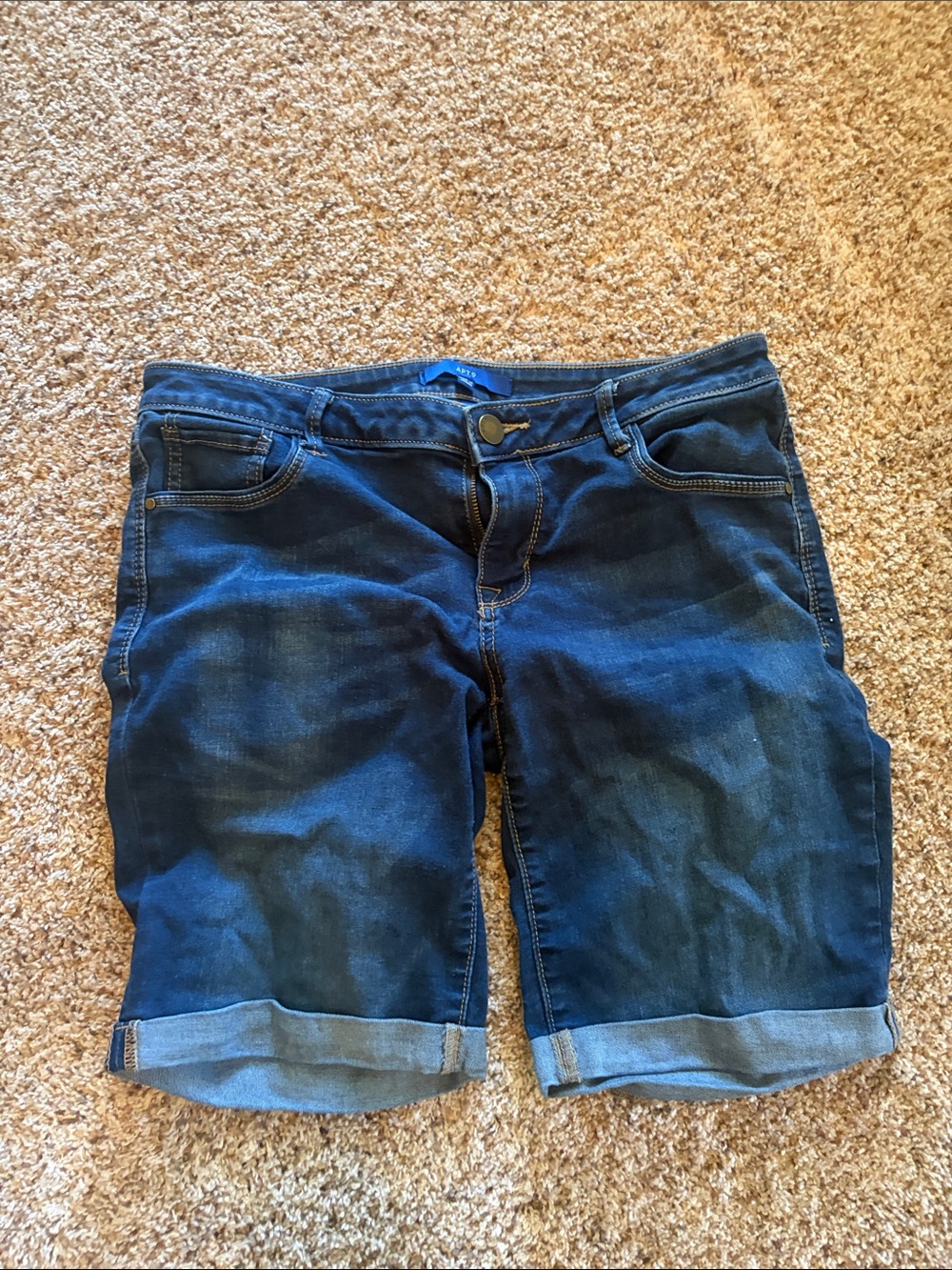 Apt. 9 Dark Blue Denim Roll-Cuff Bermuda Shorts